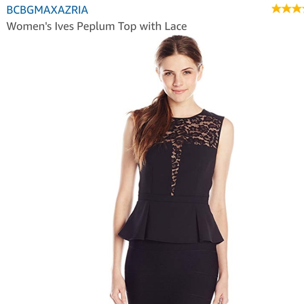 BCBGMaxAzria Ives peplum top with lace